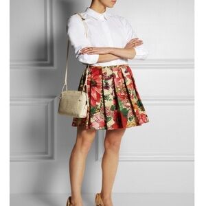 Valentino RED Pleated Floral Mini Skirt Size 36